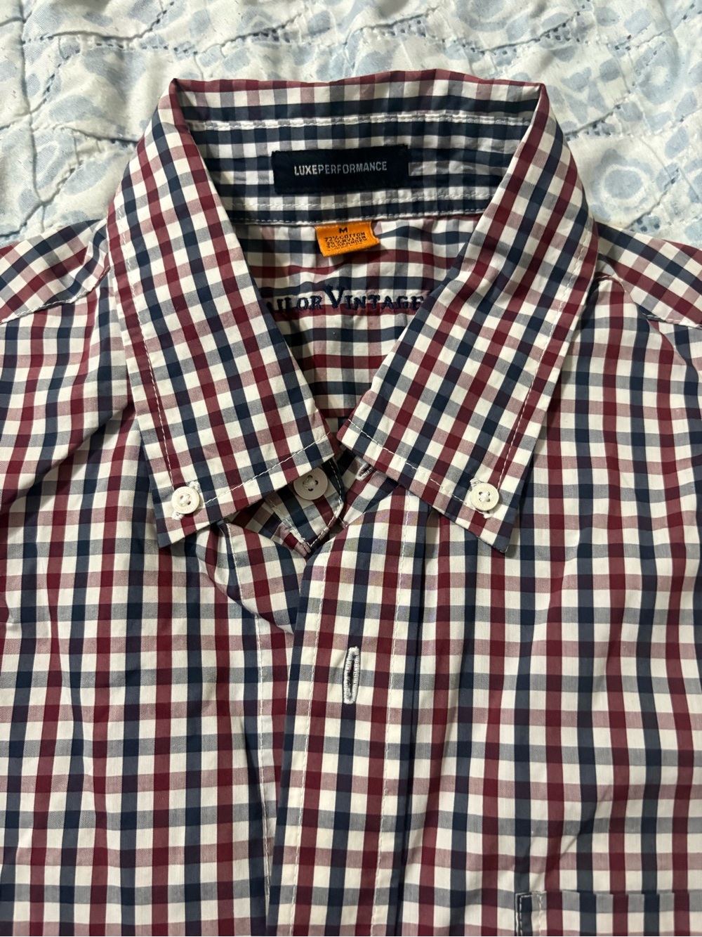 Tailor Vintage Men's Check Button-Down Shirt - Navy & Burgundy